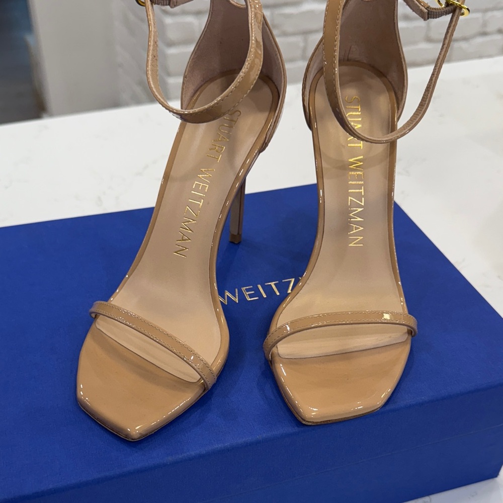 Stuart Weitzman Nude Patent Leather Heels